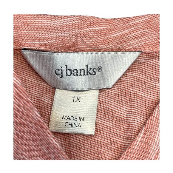 Christopher & Banks Shirt Womens 1X Coral Pockets Henley Neck Casual Long Sleeve - Picture 3 of 6